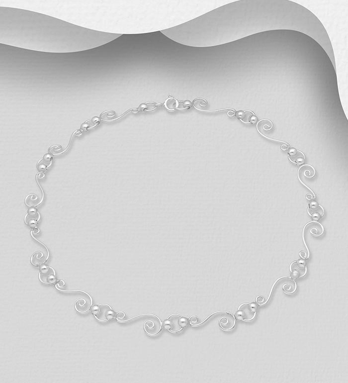 Wholesale 925 Sterling Silver Spiral Anklet - SKU #90-172
