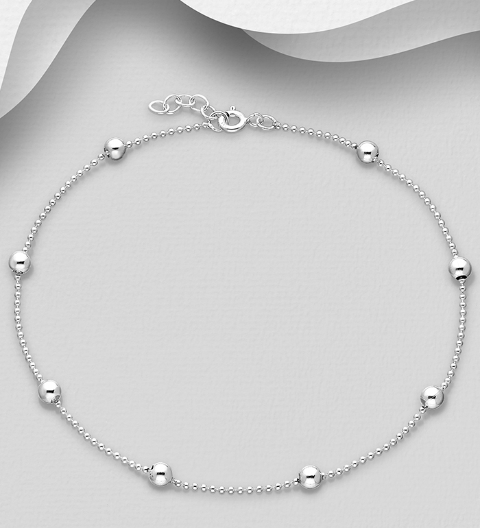 Wholesale 925 Sterling Silver Ball Anklet - SKU #90-175