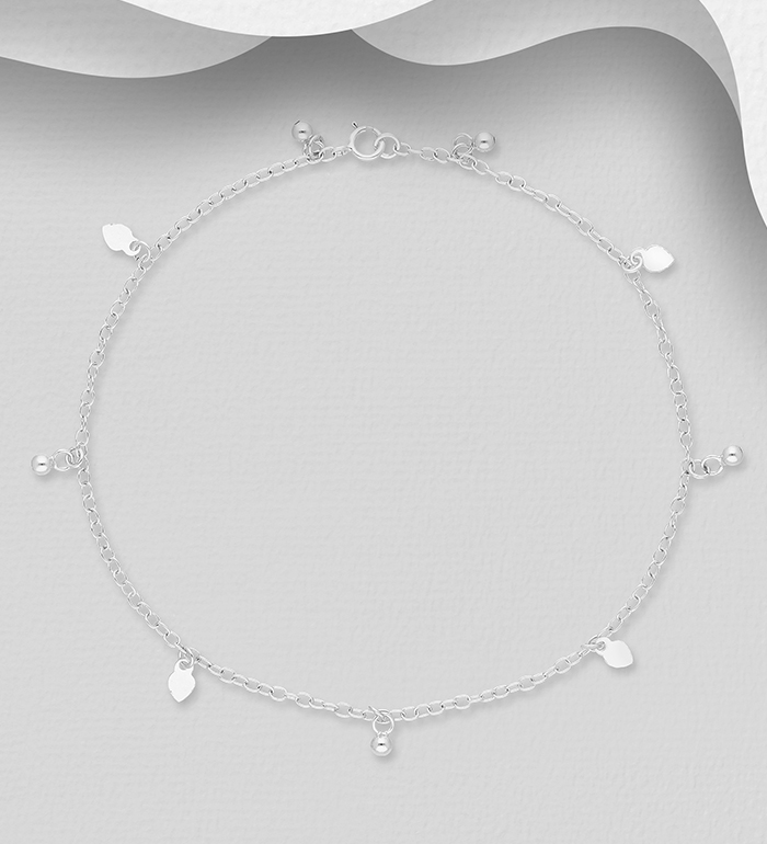 Wholesale 925 Sterling Silver Heart Anklet - SKU #90-193