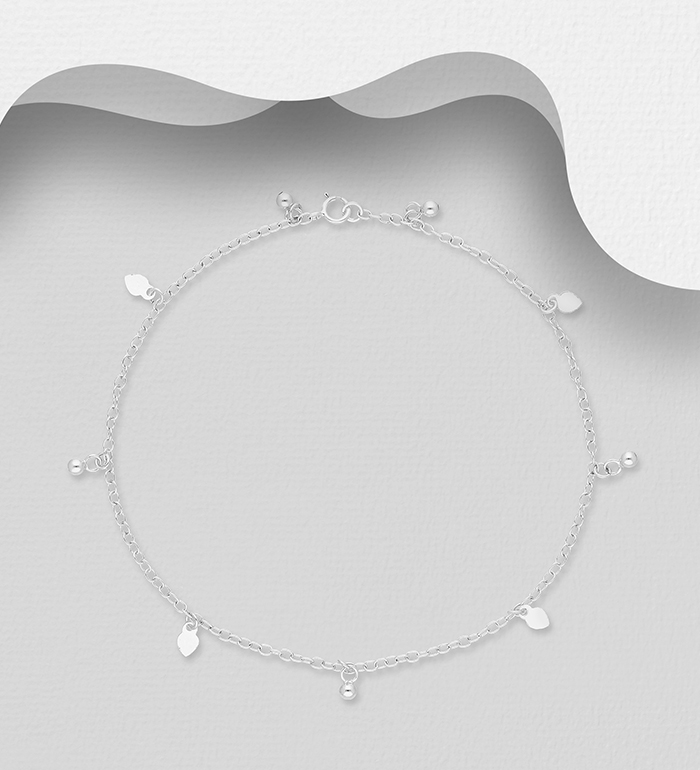 Wholesale 925 Sterling Silver Heart Anklet - SKU #90-193