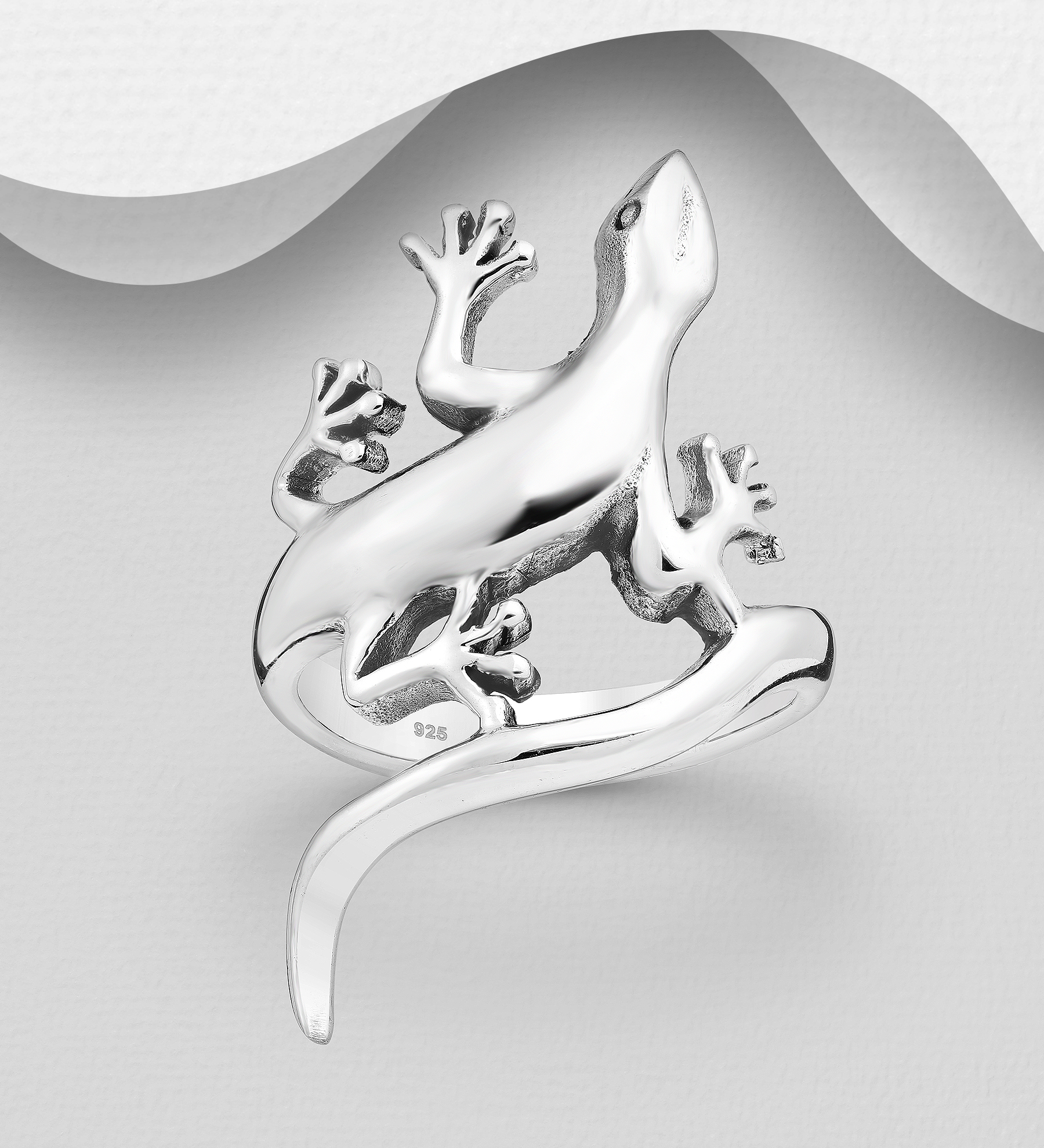 Wholesale 925 Sterling Silver Lizard, Gecko Ring - SKU #706-2019