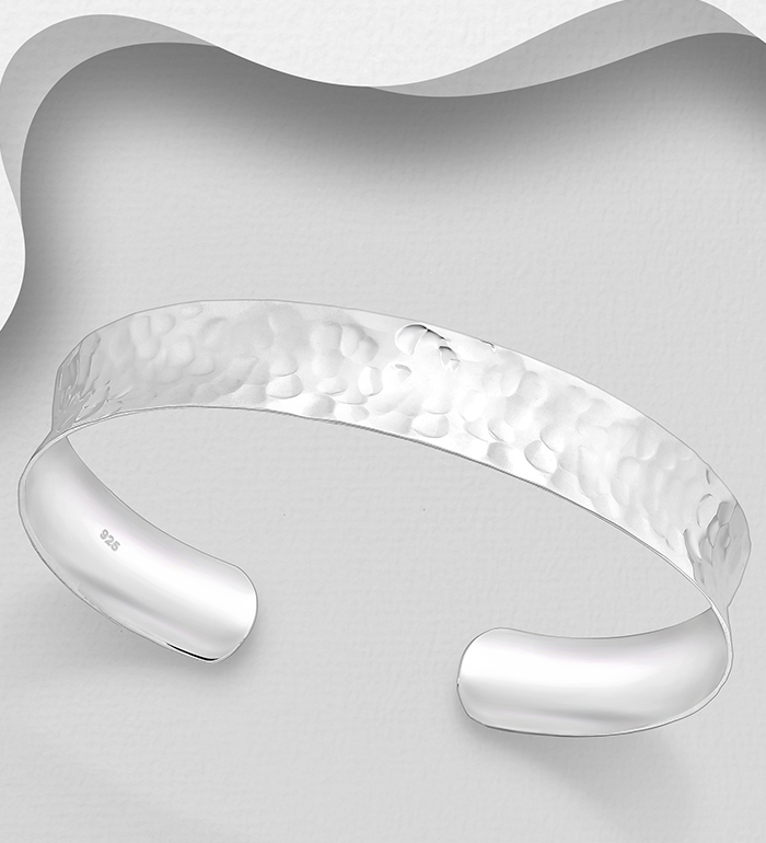 Wholesale 925 Sterling Silver Hammered Cuff - SKU #706-2074