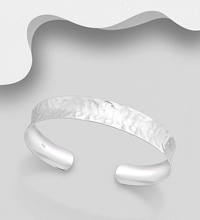 Wholesale 925 Sterling Silver Hammered Cuff - SKU #706-2074