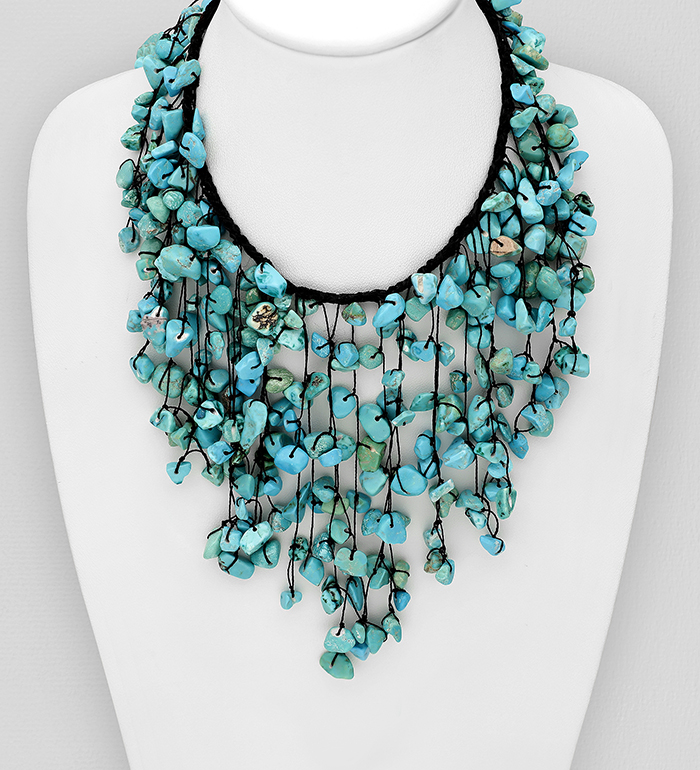 Wholesale Necklace Beaded With Reconstructed Light Green Turquoise - SKU #727-248