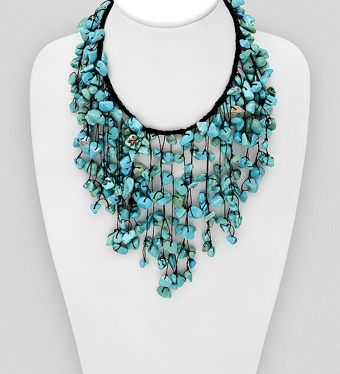 Wholesale Necklace Beaded With Reconstructed Light Green Turquoise - SKU #727-248