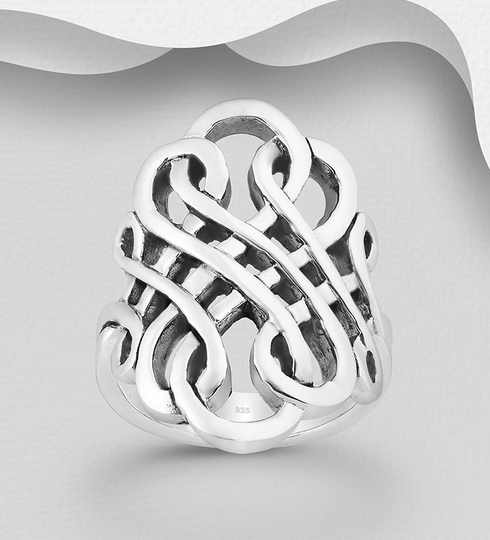 Wholesale 925 Sterling Silver Swirl Celtic Ring - SKU #767-133
