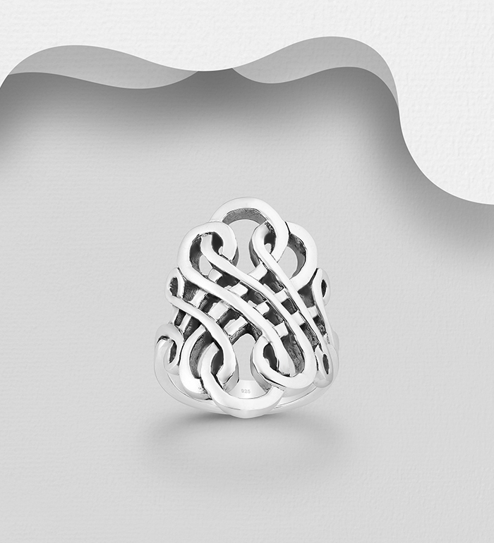 Wholesale 925 Sterling Silver Swirl Celtic Ring - SKU #767-133