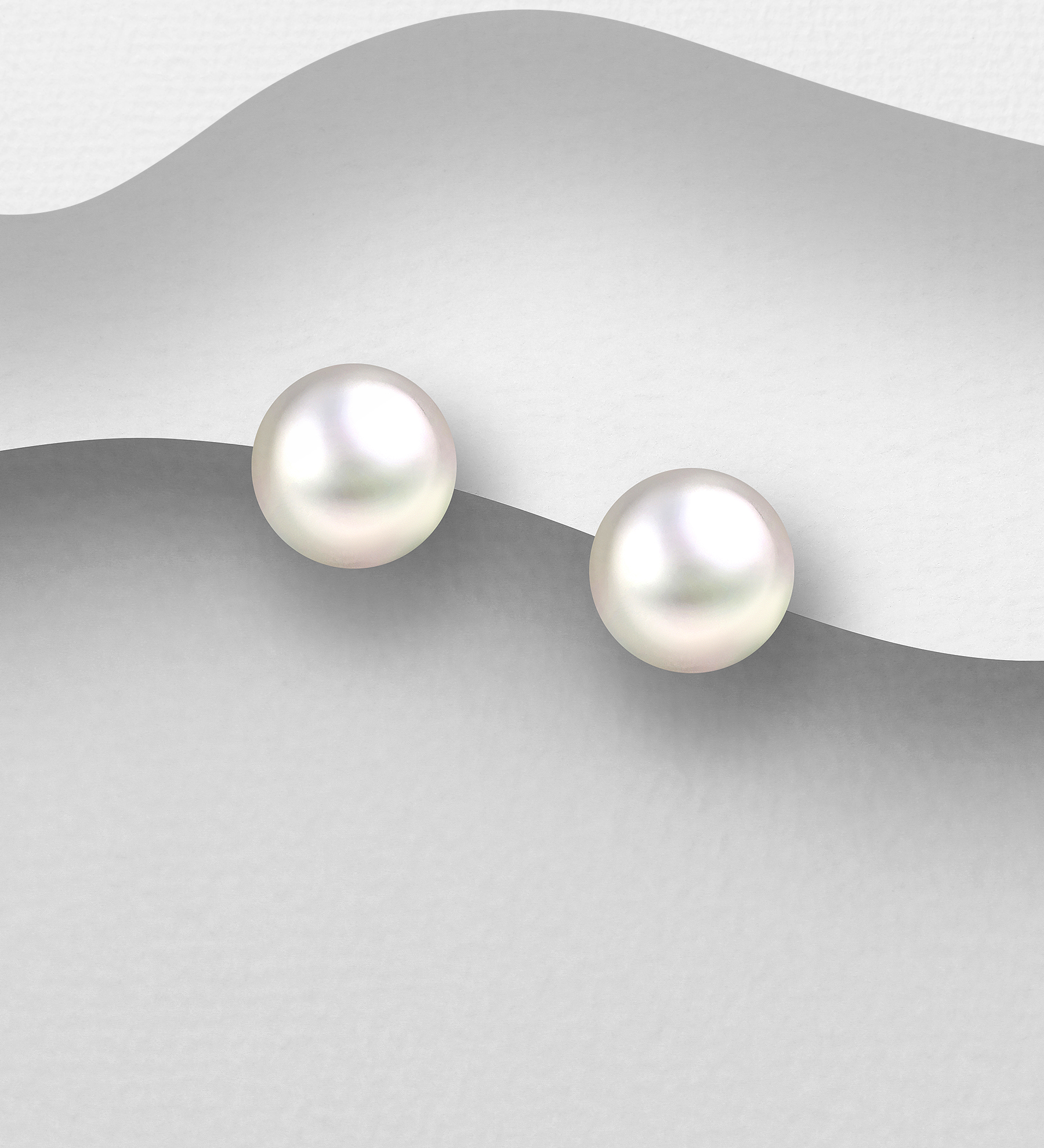 Wholesale 925 Sterling Silver Push-Back Earrings, Decorated with 8-8.5 mm Diameter AAA Freshwater Pearls - SKU #515-306AAA