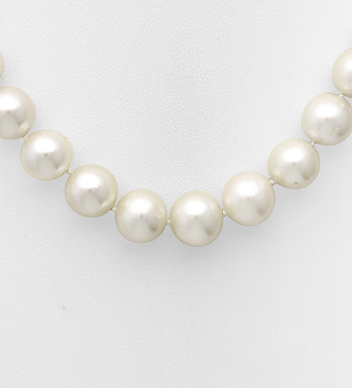 Wholesale 925 Sterling Silver Necklace, Beaded with 9-10 mm Diameter AA+ Freshwater Pearls - SKU #513-131AAX