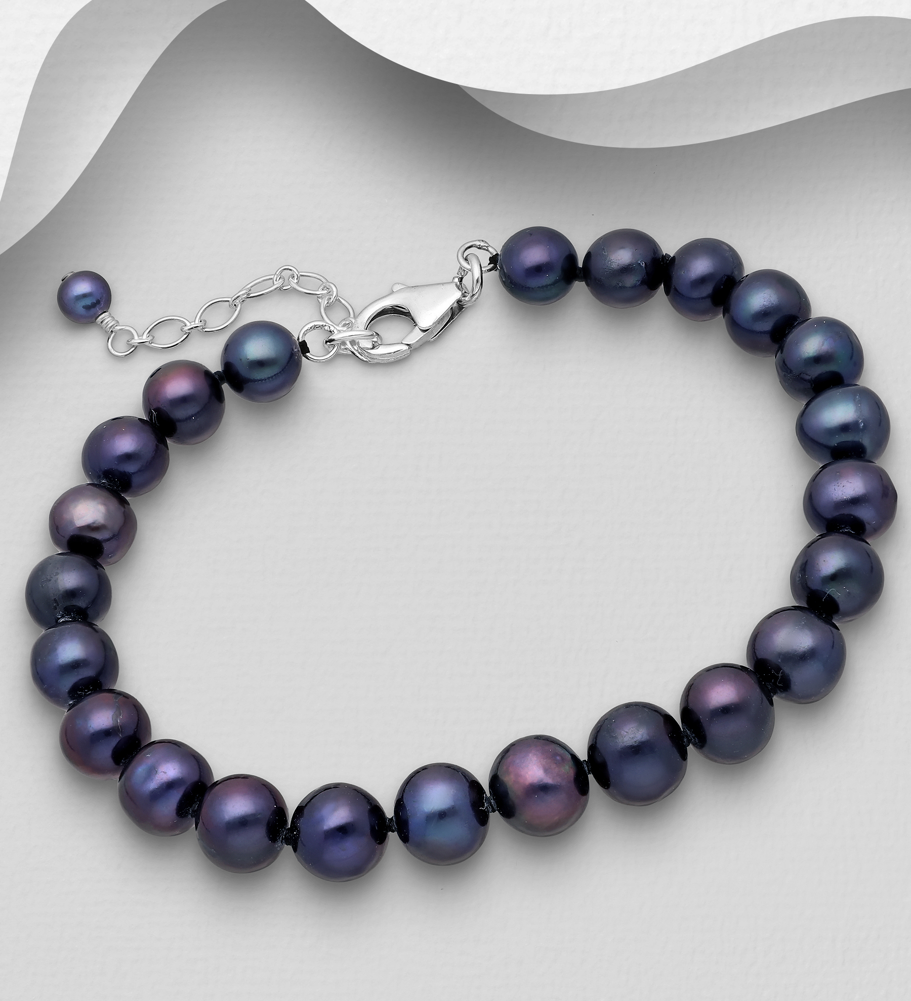 Wholesale 925 Sterling Silver Bracelet, Beaded with 7-7.5 mm Diameter AA+ Freshwater Pearls - SKU #514-121AAX