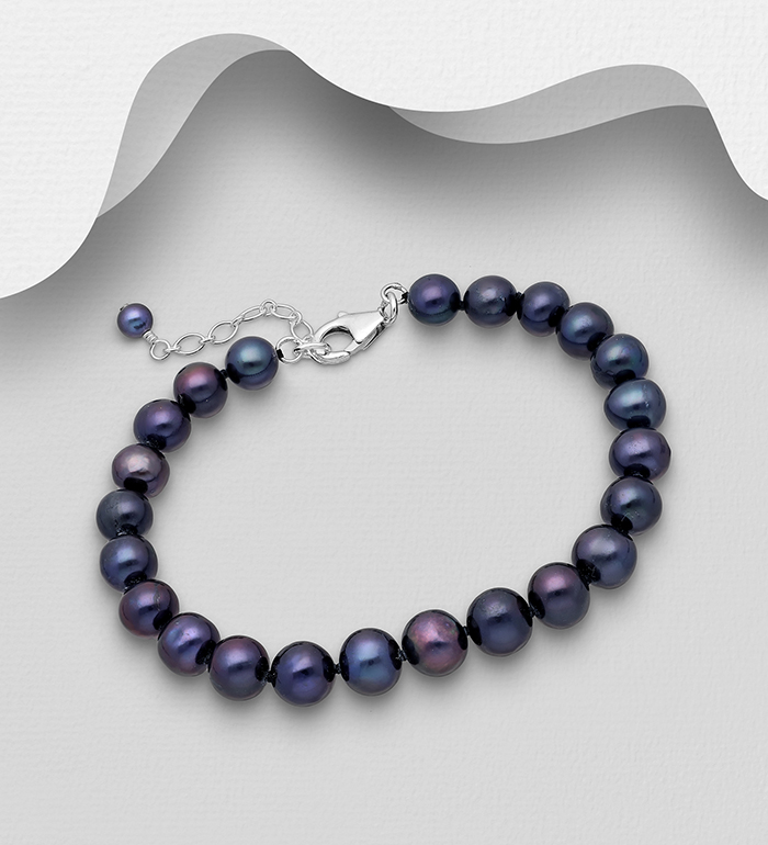 Wholesale 925 Sterling Silver Bracelet, Beaded with 7-7.5 mm Diameter AA+ Freshwater Pearls - SKU #514-121AAX