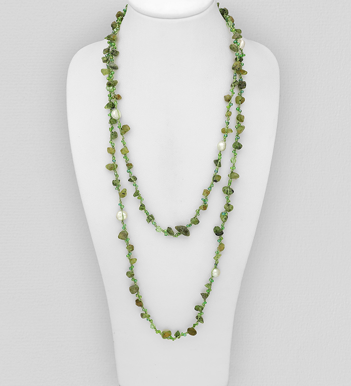 Wholesale Japanese silk cord Necklace, Beaded w/ various Gemstone, Freshwater Pearls and Seed Beads - SKU #727-790
