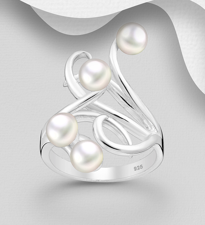 Wholesale 925 Sterling Silver Ring Decorated With Fresh Water Pearl - SKU #382-907