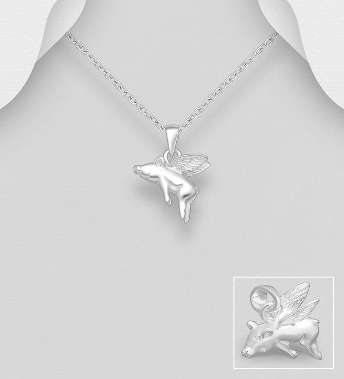 Wholesale 925 Sterling Silver Pig Pendant - SKU #1068-257
