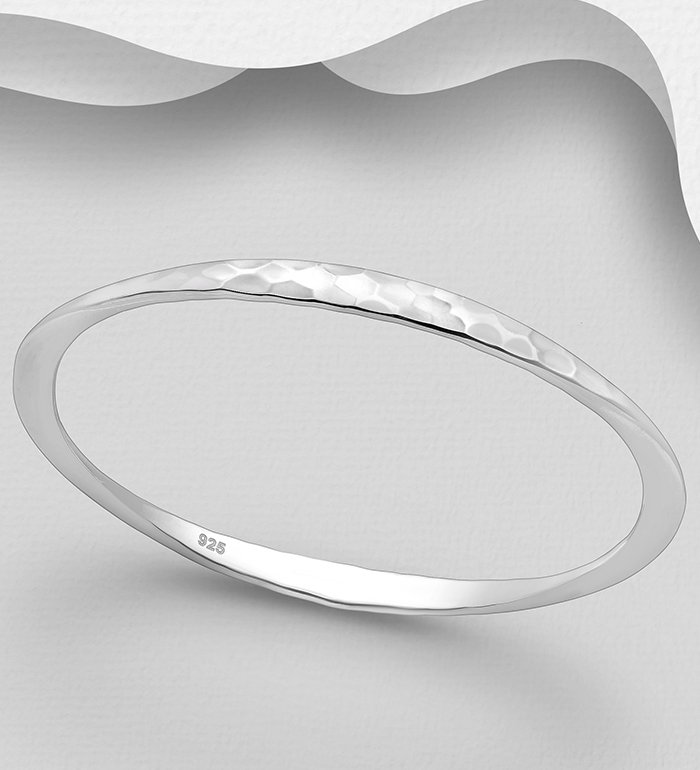 Wholesale 925 Sterling Silver Hammered Bangle - SKU #706-7178