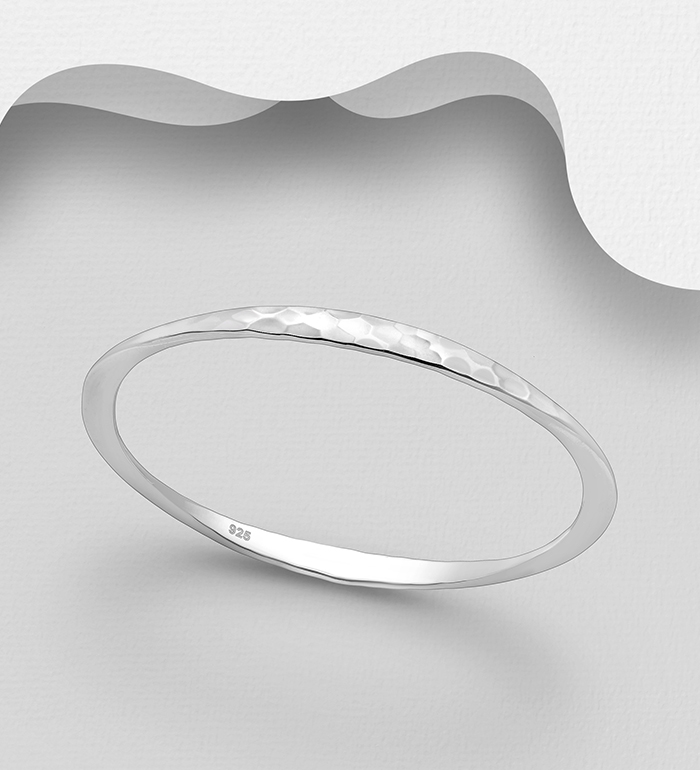 Wholesale 925 Sterling Silver Hammered Bangle - SKU #706-7178