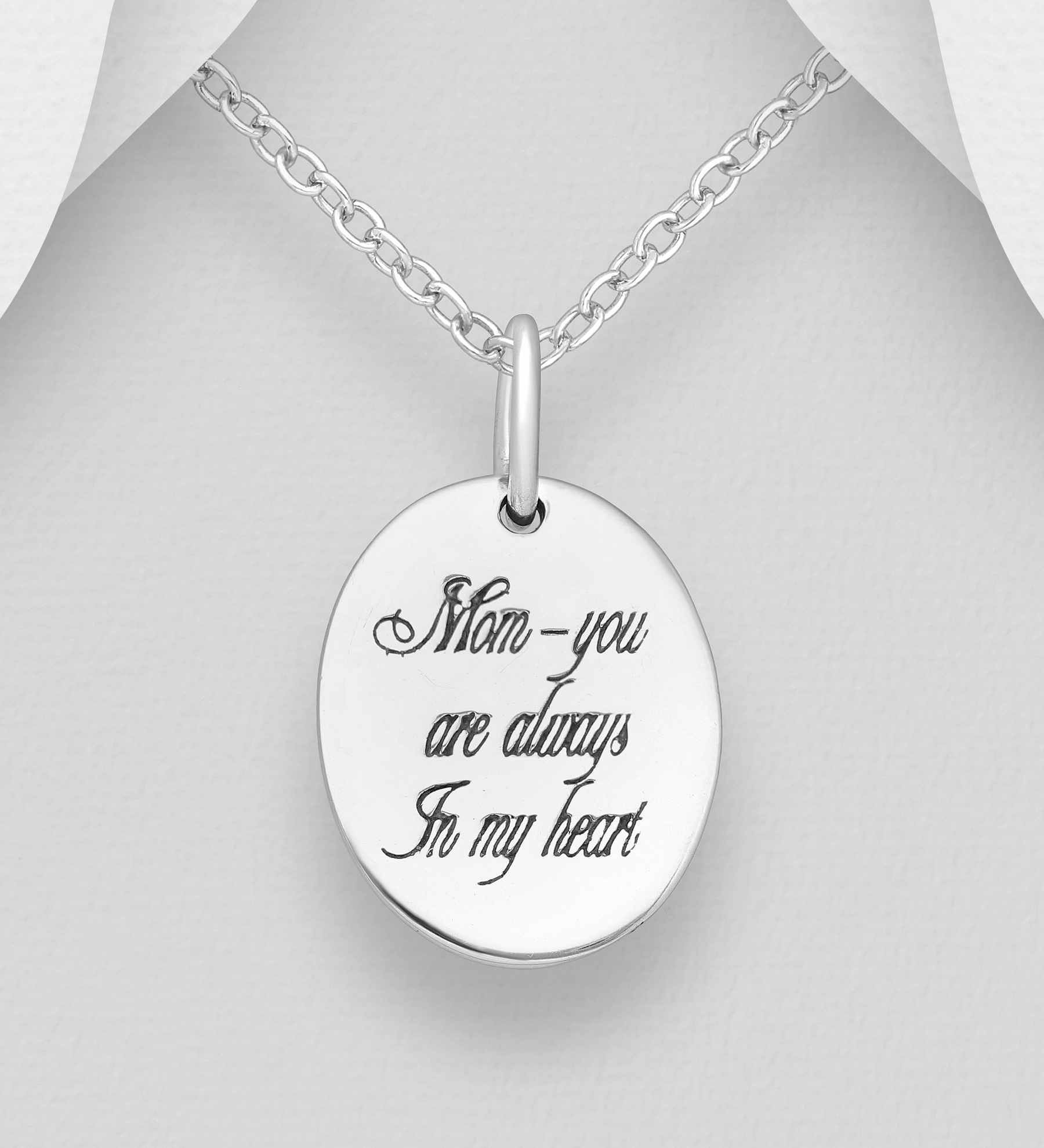 Wholesale 925 Sterling Silver Mom - you are always in my heart Pendant - SKU #706-9859