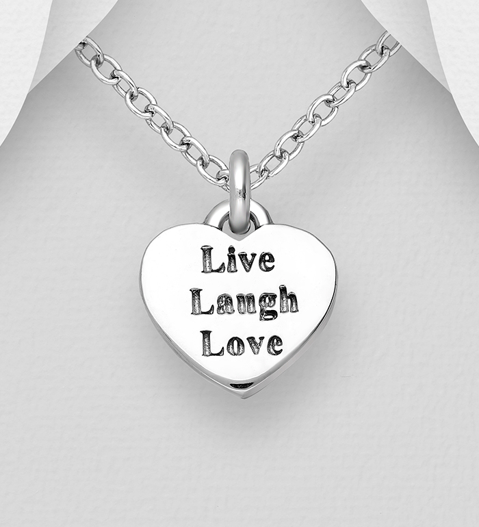 Wholesale 925 Sterling Silver Oxidized Live Laugh Love Pendant - SKU #706-9934
