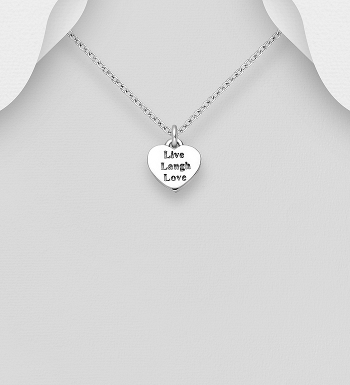 Wholesale 925 Sterling Silver Oxidized Live Laugh Love Pendant - SKU #706-9934