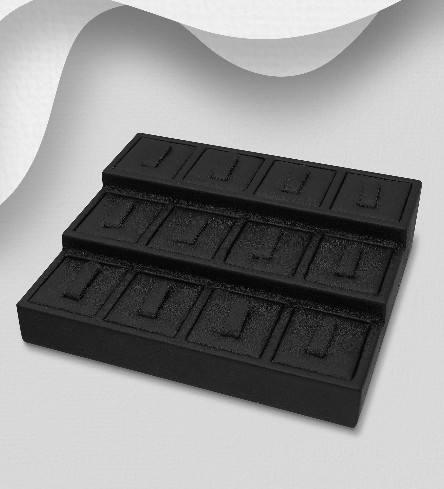 Wholesale Synthetic Wood Leather Display For Ring 12 Pc. - SKU #465-165