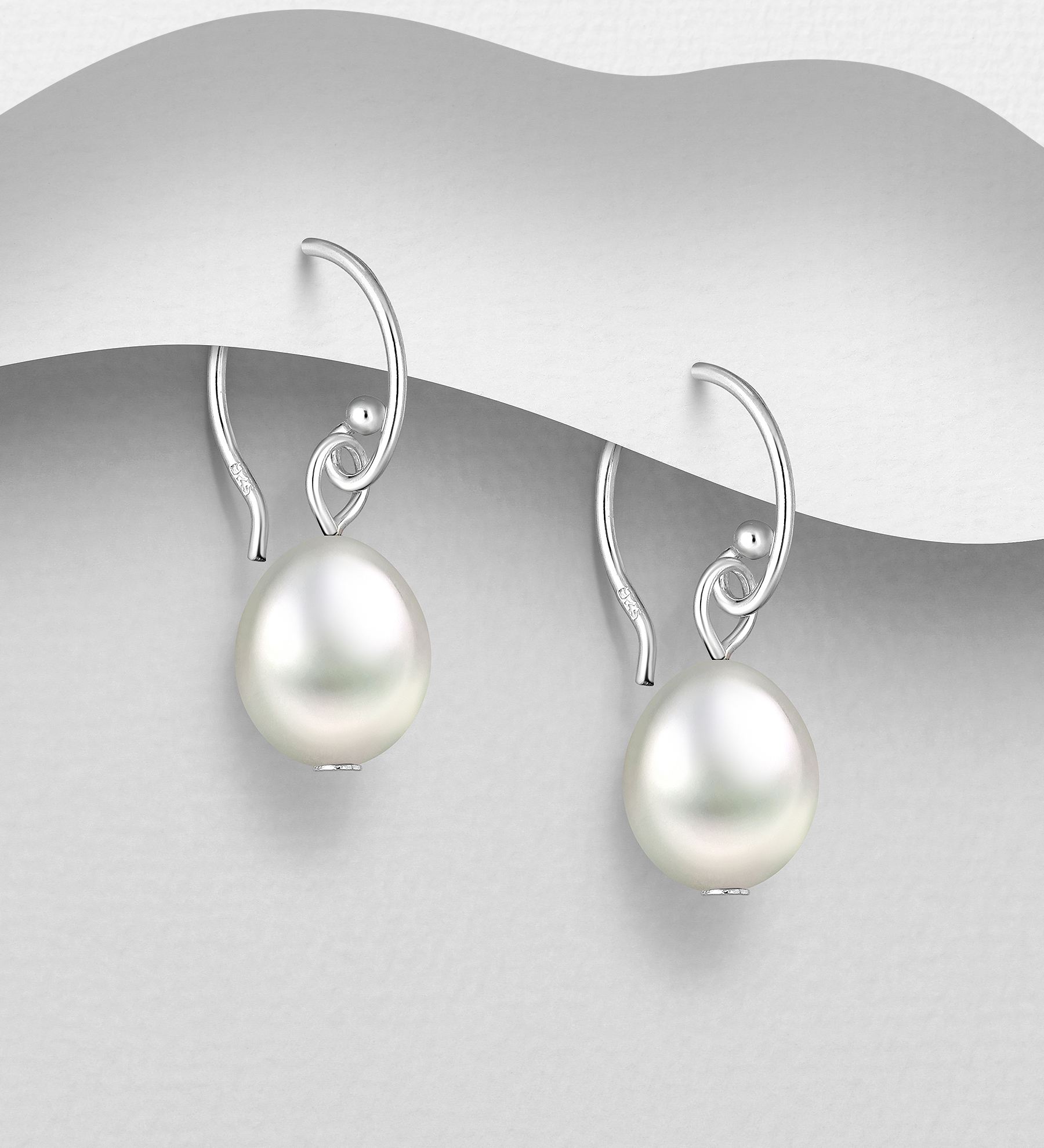 Wholesale 925 Sterling Silver Hook Earrings Beaded with Freshwater Pearls - SKU #382-1763