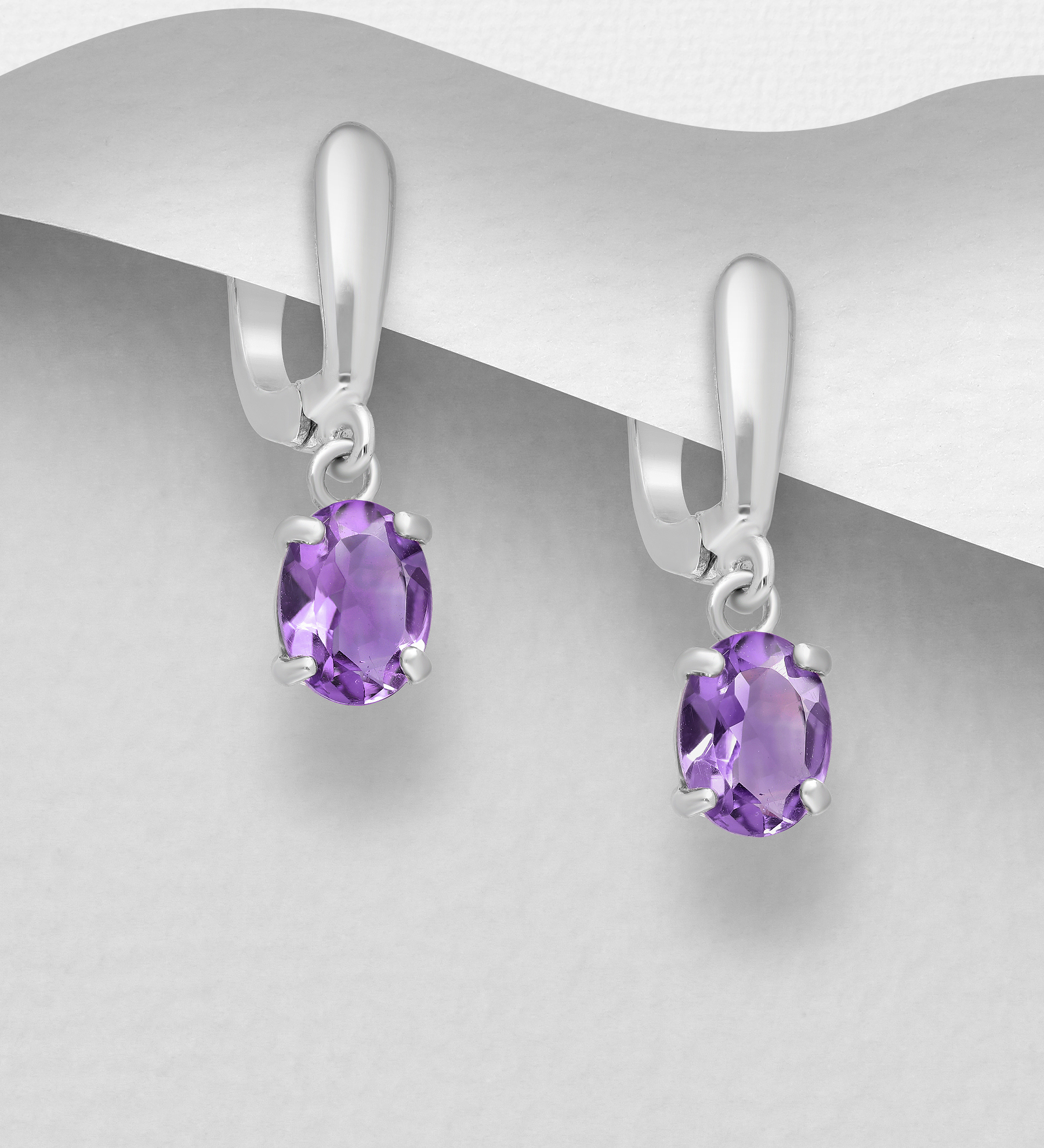 La Preciada - Wholesale 925 Sterling Silver Omega Lock Earrings, Decorated with Various Gemstones - SKU #1181-814