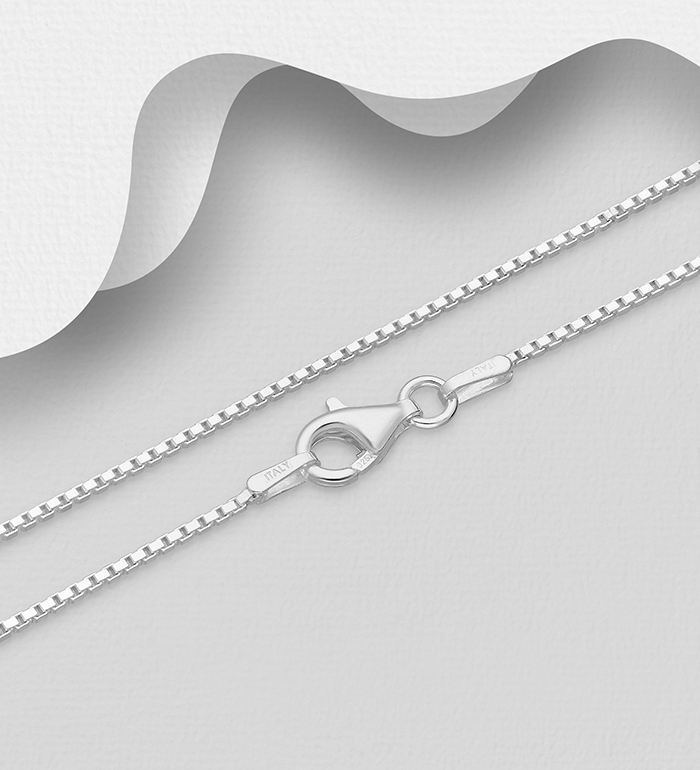 Italian Delight - Wholesale 925 Sterling Silver Box (Venetian) Chain, 1 mm Wide, Made in Italy. - SKU #706-10696A