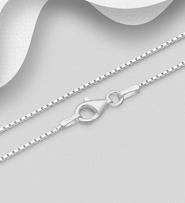 Italian Delight - Wholesale 925 Sterling Silver Box (Venetian) Chain, 1 mm Wide, Made in Italy. - SKU #706-10696A